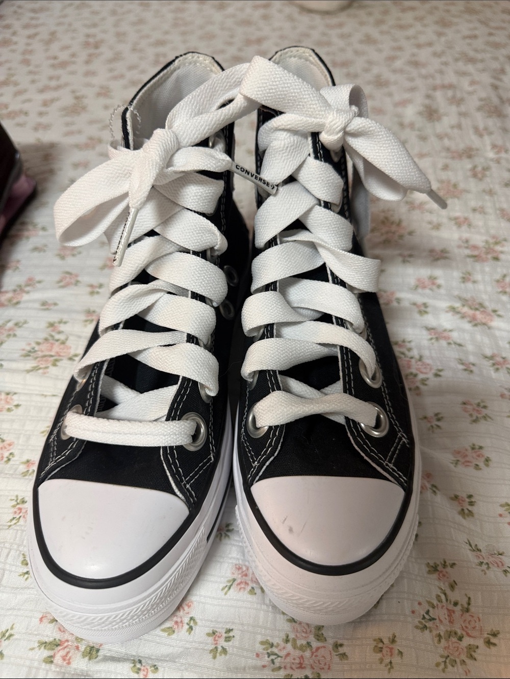 Converse Kids Black High-Top Canvas Sneakers with White Laces